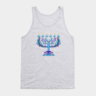 floral menorah happy hanukkah Tank Top